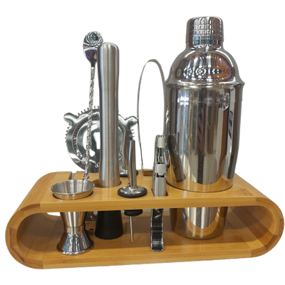 10pcs Bartender Kit with Bamboo Stand - Cocktail Set