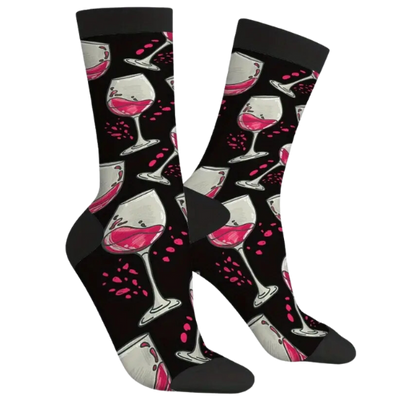 Novelty Wine Glass Print Socks