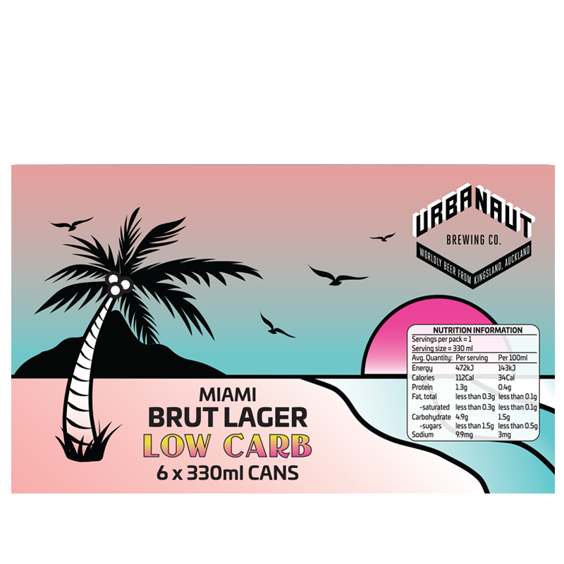 Urbanaut Miami Brut Low Carb Lager 330ml 6pk